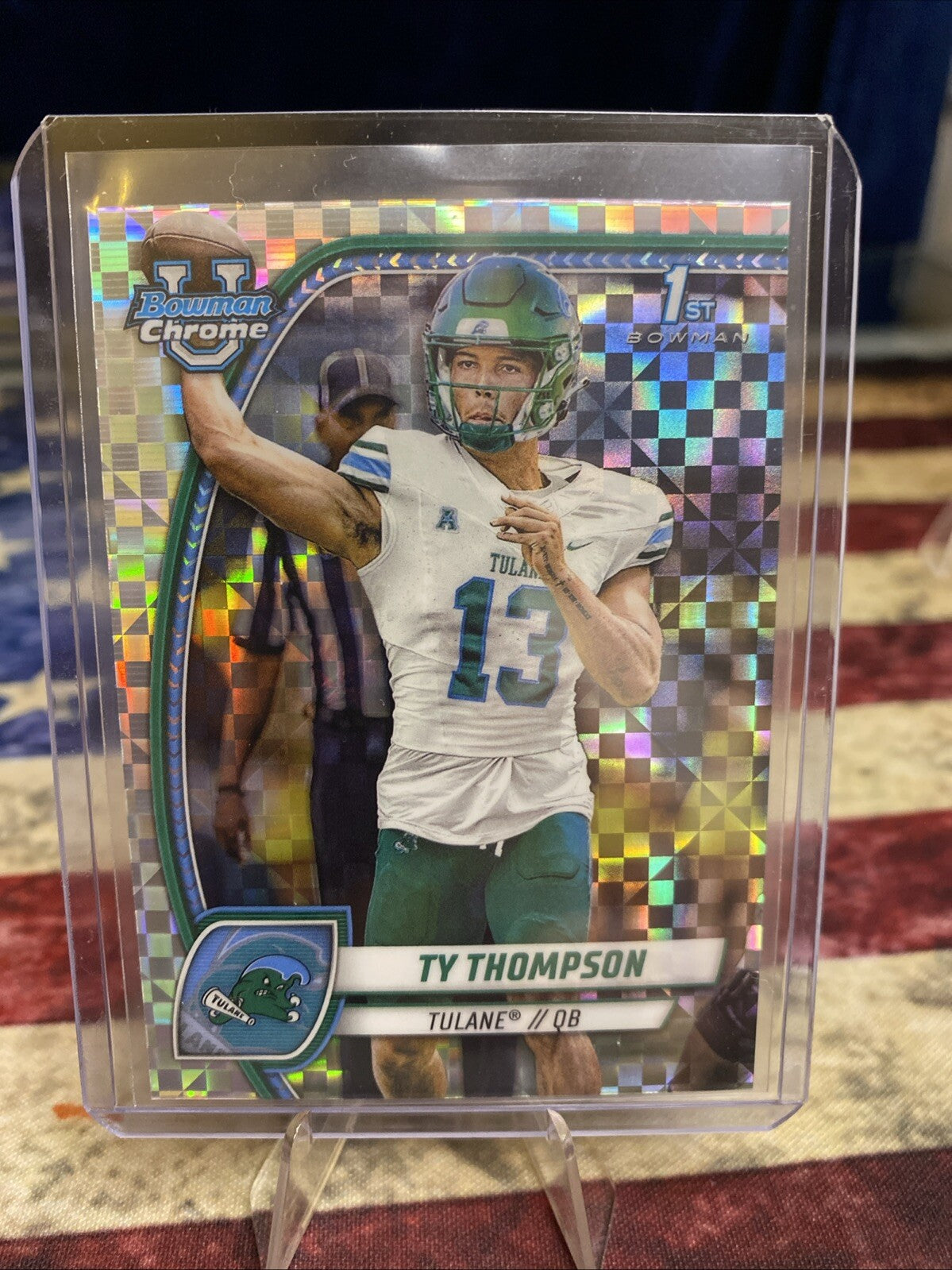 2024 Bowman University Chrome TY THOMPSON 1st X-Fractor Tulane #179