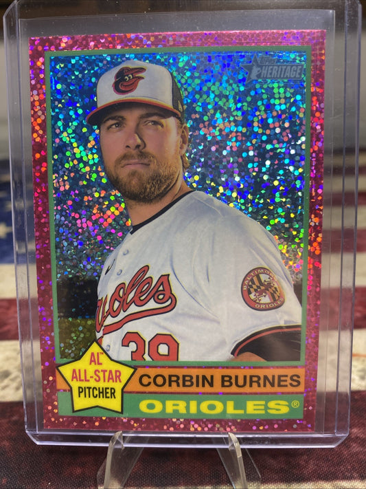 2025 Topps Heritage - Pink Sparkle Chrome SP - #140 Corbin Burnes - Baltimore