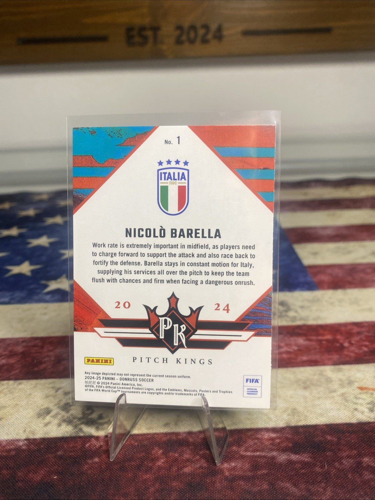 2024-25 Donruss Soccer Pitch Kings RED & Base #1 Nicolo Barella, Italy