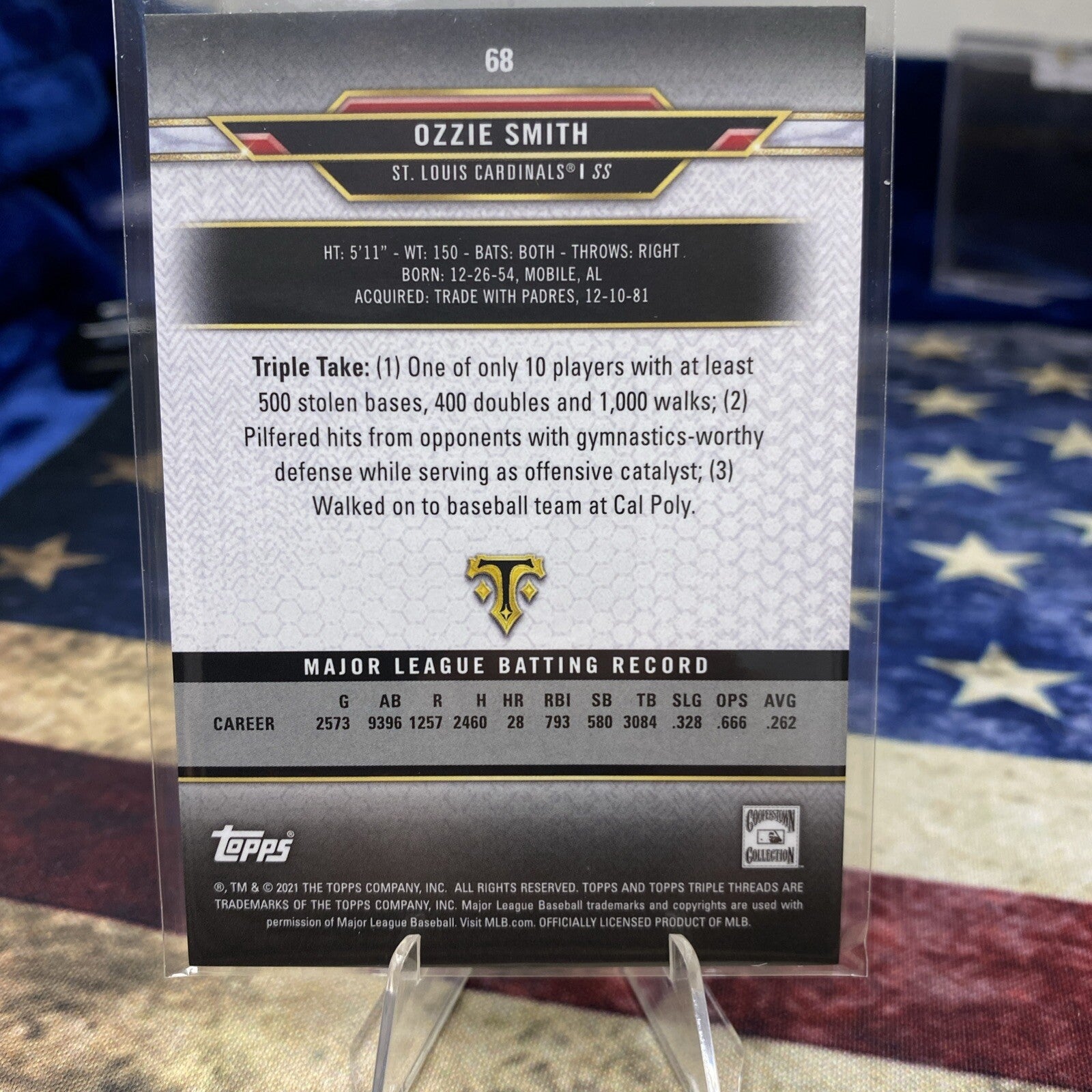 2021 Topps Triple Threads #68 Ozzie Smith #/50 SP Black Parallel Stl Cardinals