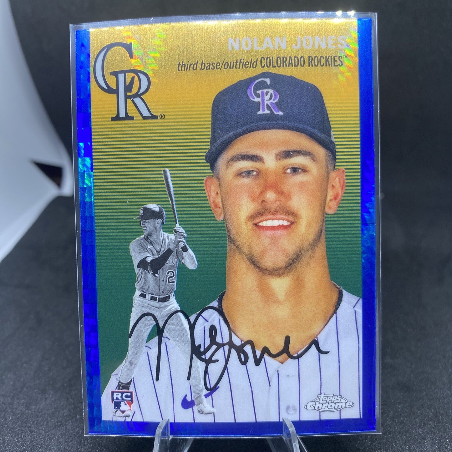 2023 Topps Chrome Platinum Anniversary Blue Prism Refractor Nolan Jones RC #37