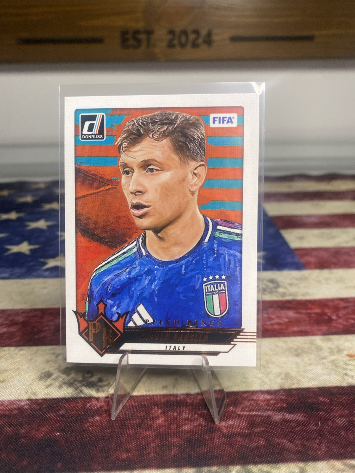 2024-25 Donruss Soccer Pitch Kings RED & Base #1 Nicolo Barella, Italy