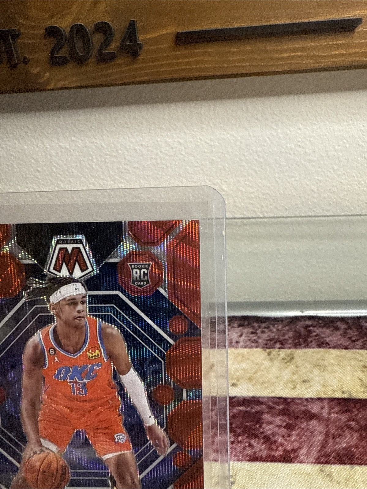 2022-23 Panini Mosaic - Rookies Ousmane Dieng #206 Red Wave Mosaic Prizm (RC)