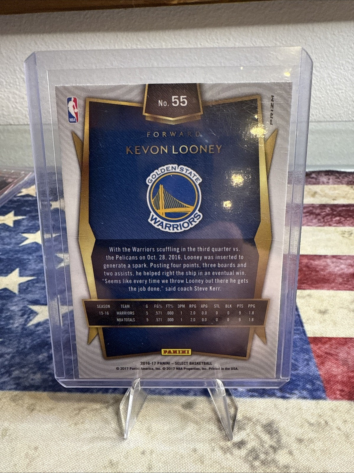 2016-17 Panini Select - Warriors - Kevon Looney #55 Tri-Color Prizm
