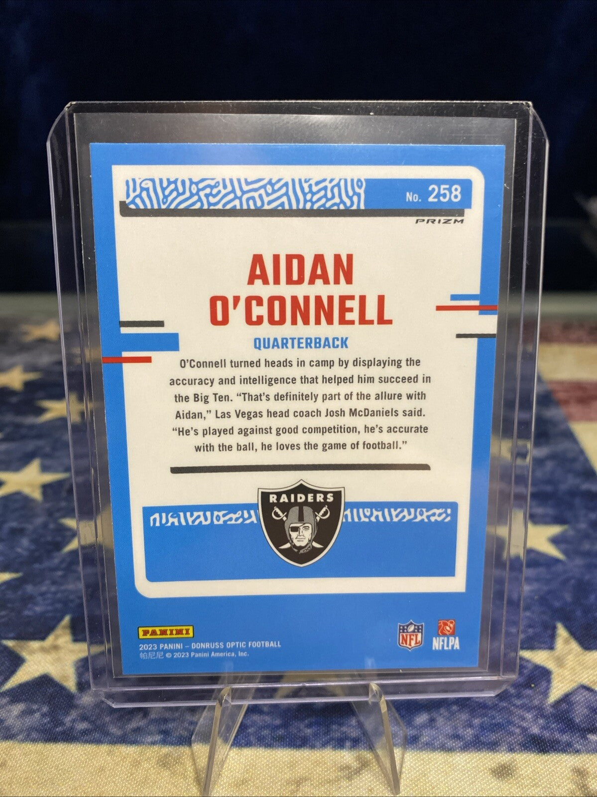 2023 Donruss Optic Holo Rated Rookie #258 Aidan O'Connell Las Vegas Raiders