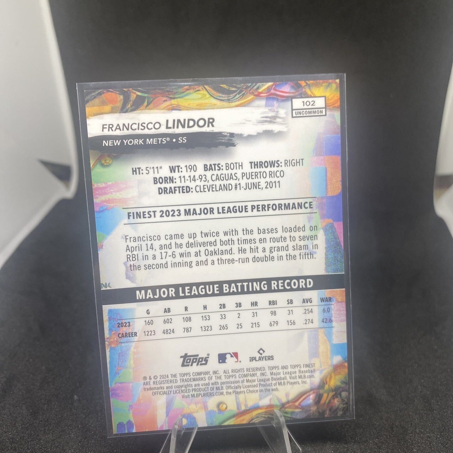 Francisco Lindor 2024 Topps Finest BLUE Refractor 74/200 Card #9