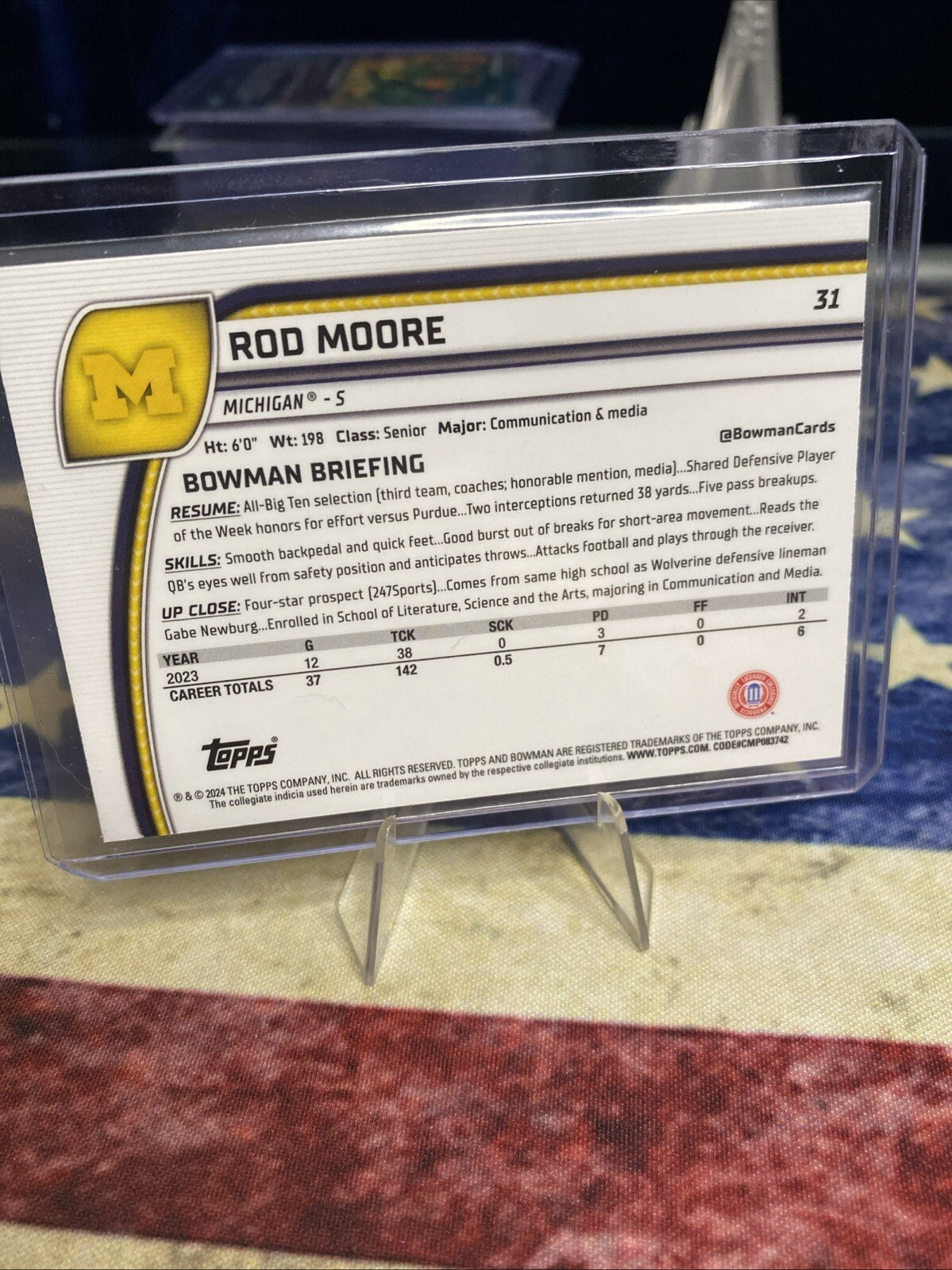 2024 Bowman U Chrome -1st Bowman Pink Lava Rod Moore #31 Michigan 