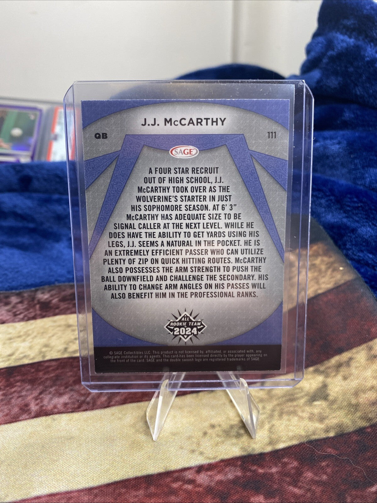JJ McCarthy RC 2024 Sage Hit High Series All Rookie Team Black Minnesota Vikings