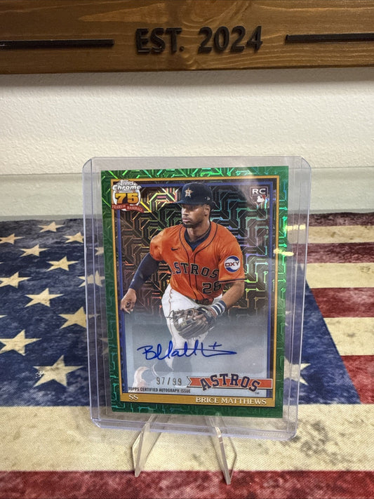 2026 Topps Series 1 Brice Matthews #91C-70 RC Green Mojo Chrome Auto /99 Rookie