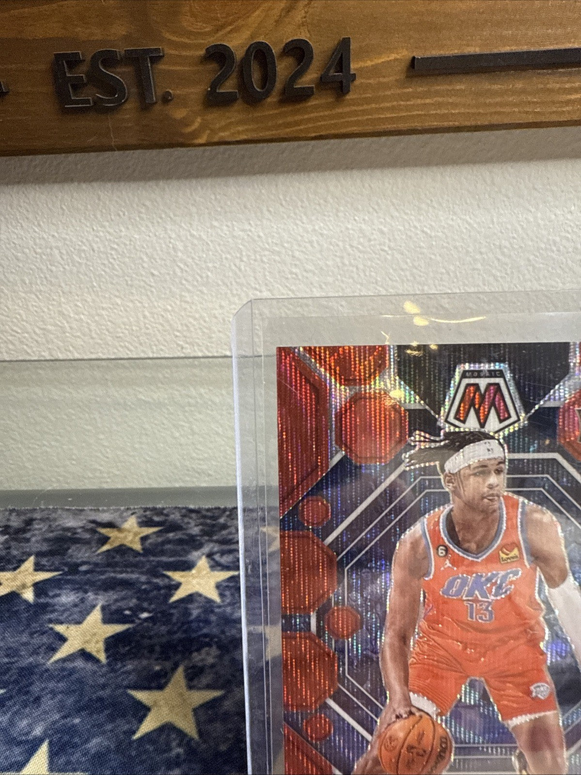 2022-23 Panini Mosaic - Rookies Ousmane Dieng #206 Red Wave Mosaic Prizm (RC)