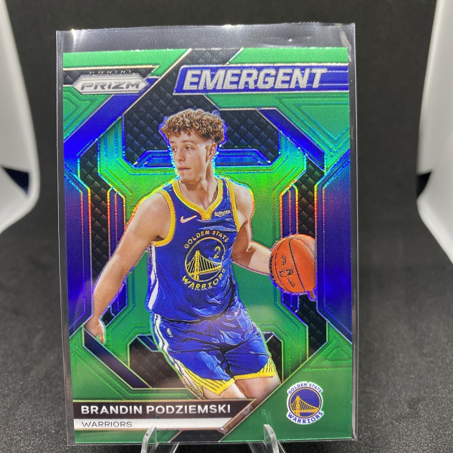 GEM - 2023-24 Panini Prizm Emergent GREEN PRIZM Brandin Podziemski Rookie RC #24