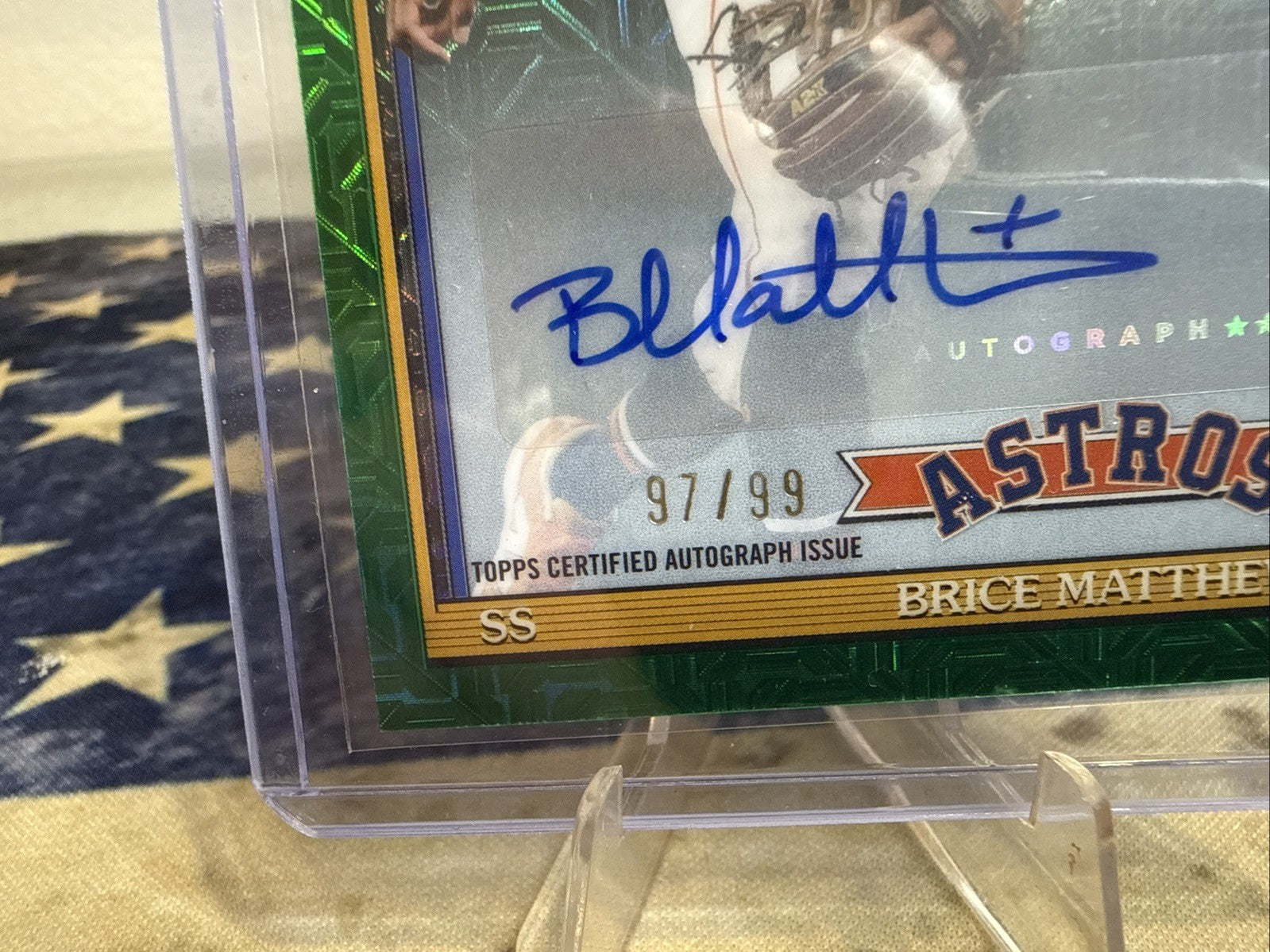 2026 Topps Series 1 Brice Matthews #91C-70 RC Green Mojo Chrome Auto /99 Rookie