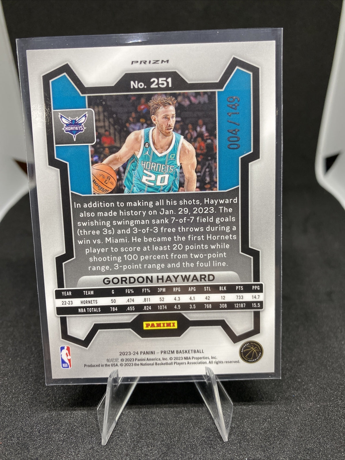 GEM - 2023 - 24 NBA Prizm - Gordan Hayward - #251 Purple Cracked Ice 004/149