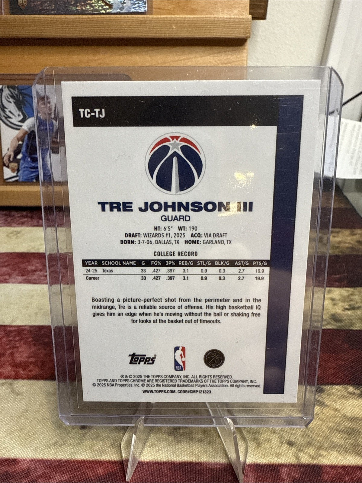2025-26 Topps Flagship Tre Johnson III Rookie MOJO Refractor TC-TJ