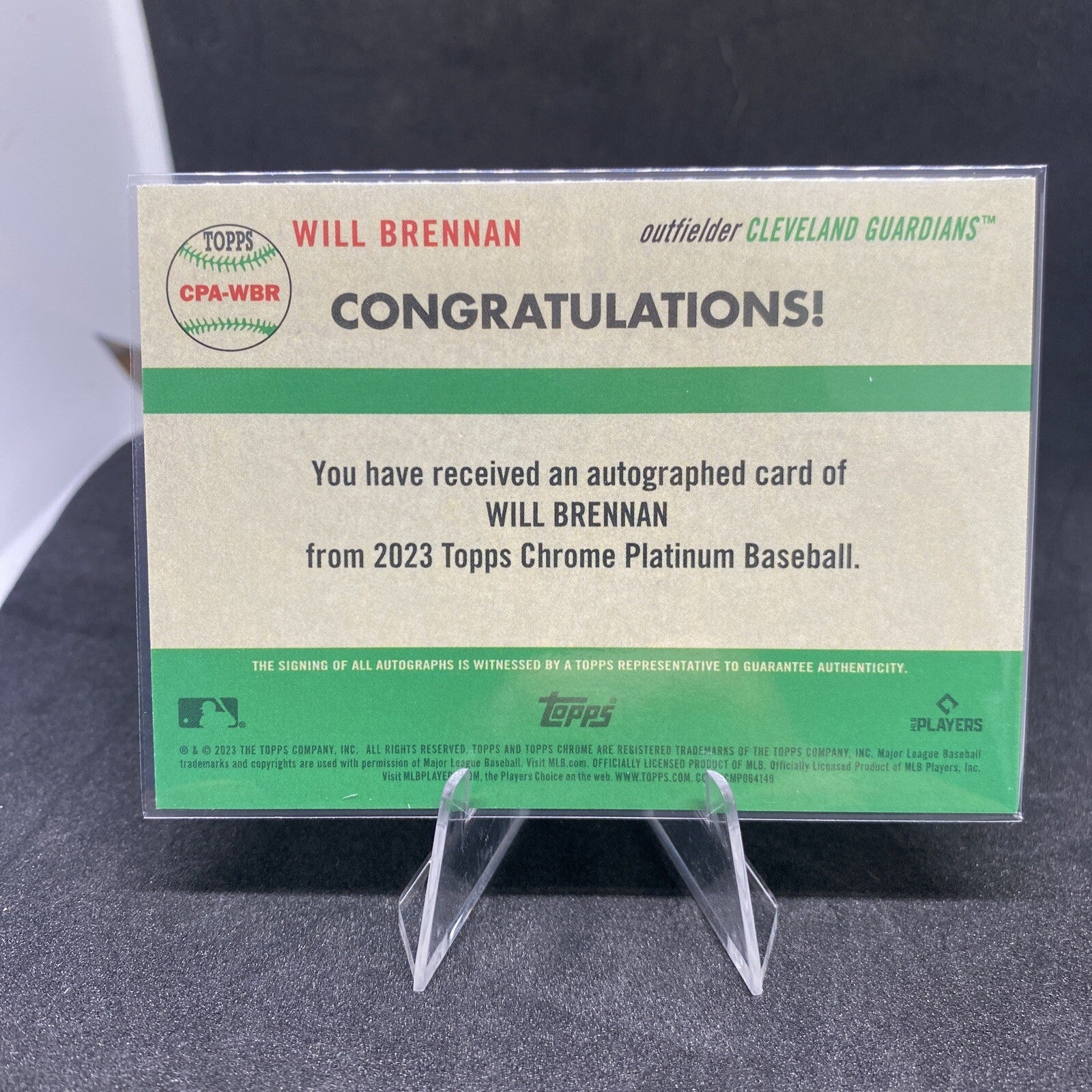 2023 Topps Chrome Platinum Anniversary Will Brennan Rookie Auto