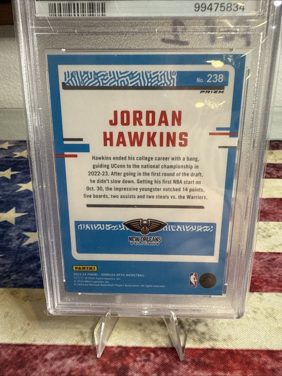 2023 Panini Donruss Optic Rated Photon Prizm Jordan Hawkins PSA 10 MINT Rookie