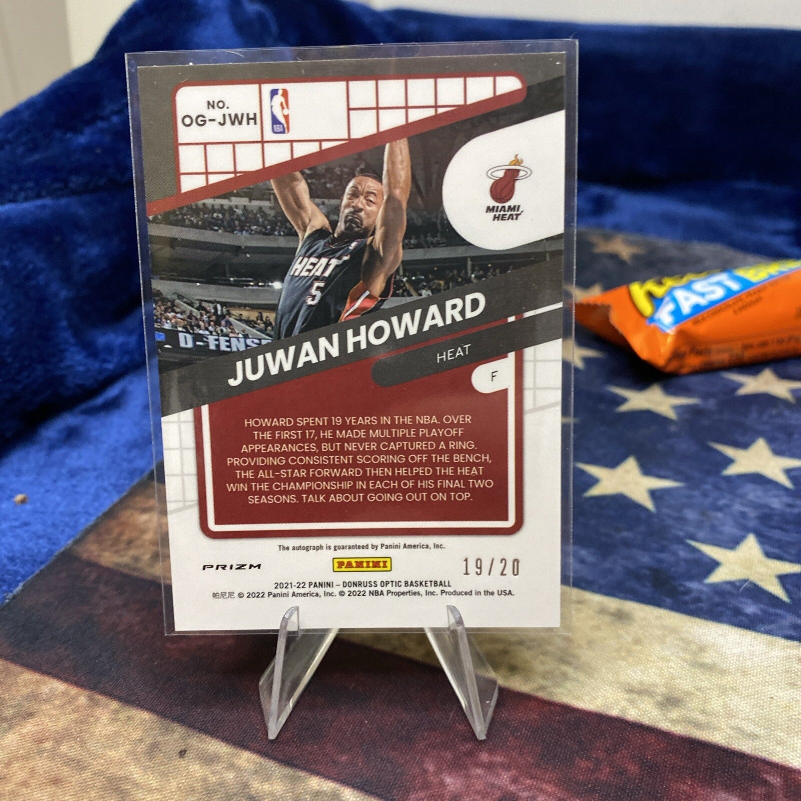 Juwan Howard Autograph 19/20 2021-22 optic #og-jwh Opti-Graph Miami Heat