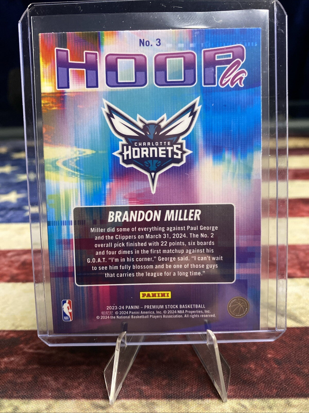 Brandon Miller Rookie Card Hoopla 2023-24 Panini NBA Hoops Premium Stock #3