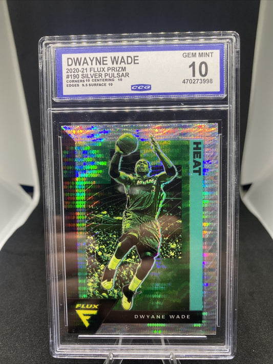 Dwyane Wade 2020-21 Panini Flux #190 Silver Pulsar Miami Heat - CCG 10 GEM MINT