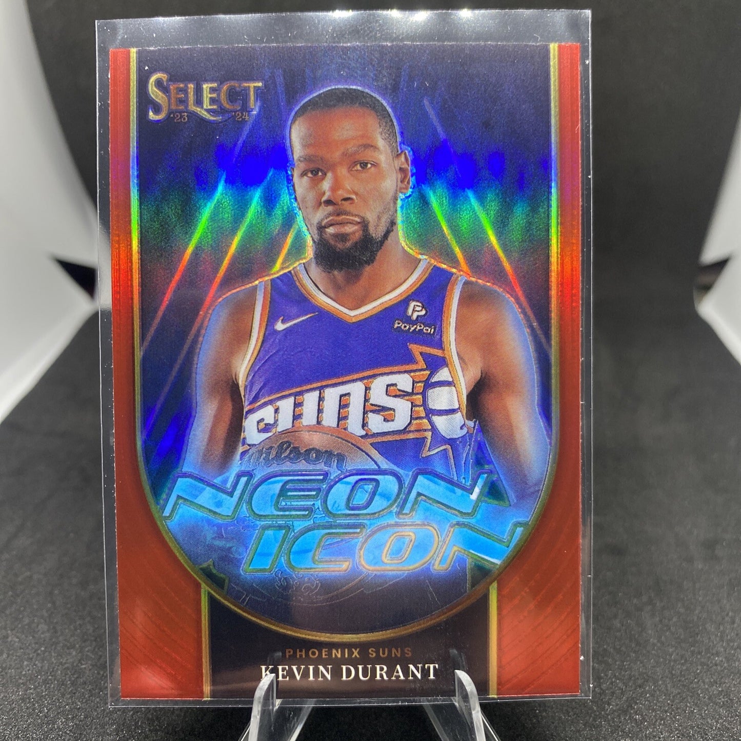 Kevin Durant 2023-24 Panini Select NBA Neon Icon Red Prizm SP