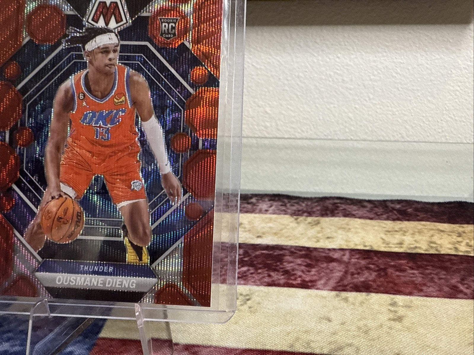 2022-23 Panini Mosaic - Rookies Ousmane Dieng #206 Red Wave Mosaic Prizm (RC)