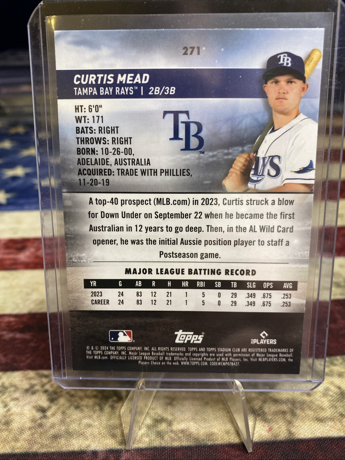 2024 Topps Stadium Club - Pink Foil #271 Curtis Mead (RC)