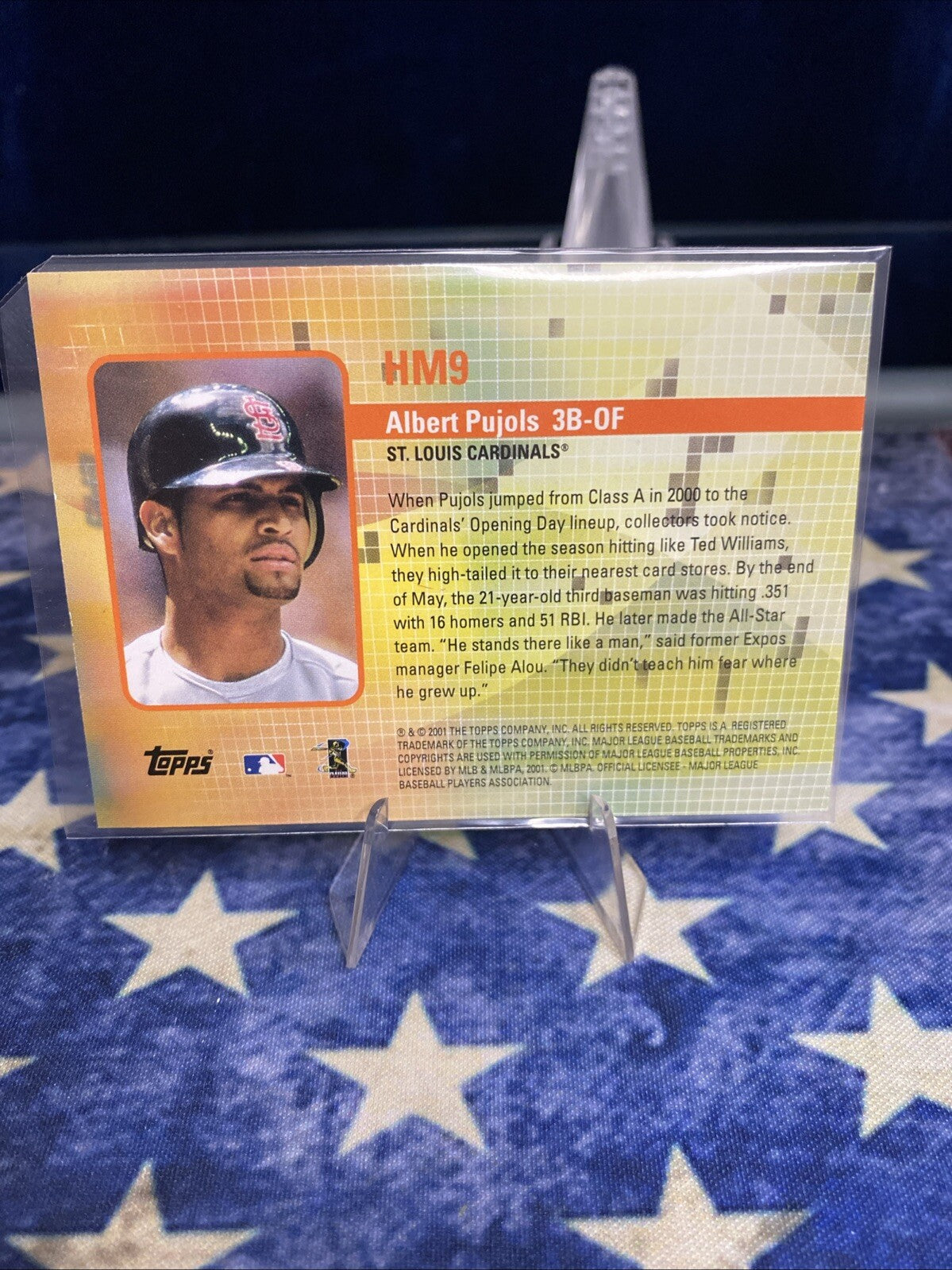 RARE-Reduced! ALBERT PUJOLS 2001 Topps 'Hobby Masters' Insert Rookie Thick Stock