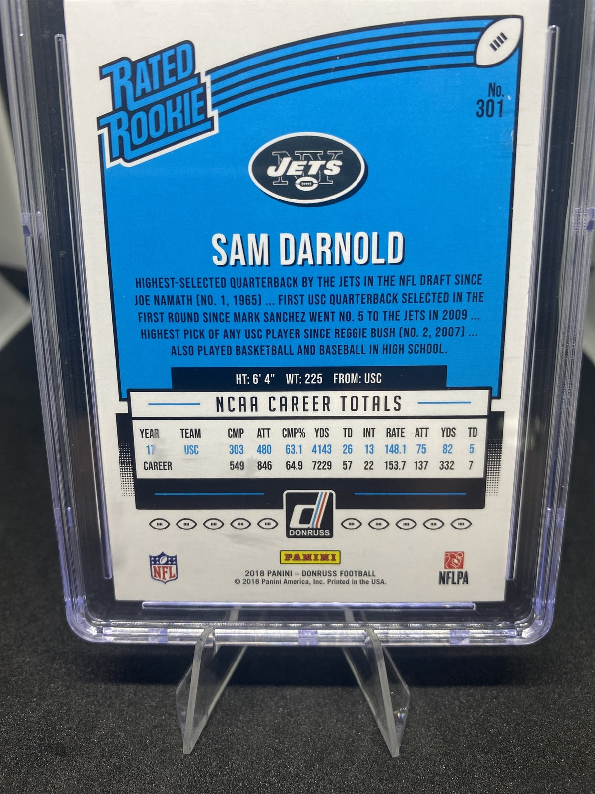 2018 Donruss Sam Darnold Rated Rookie #301 - CSG Mint 9- New York Jets RC 🔥🔥