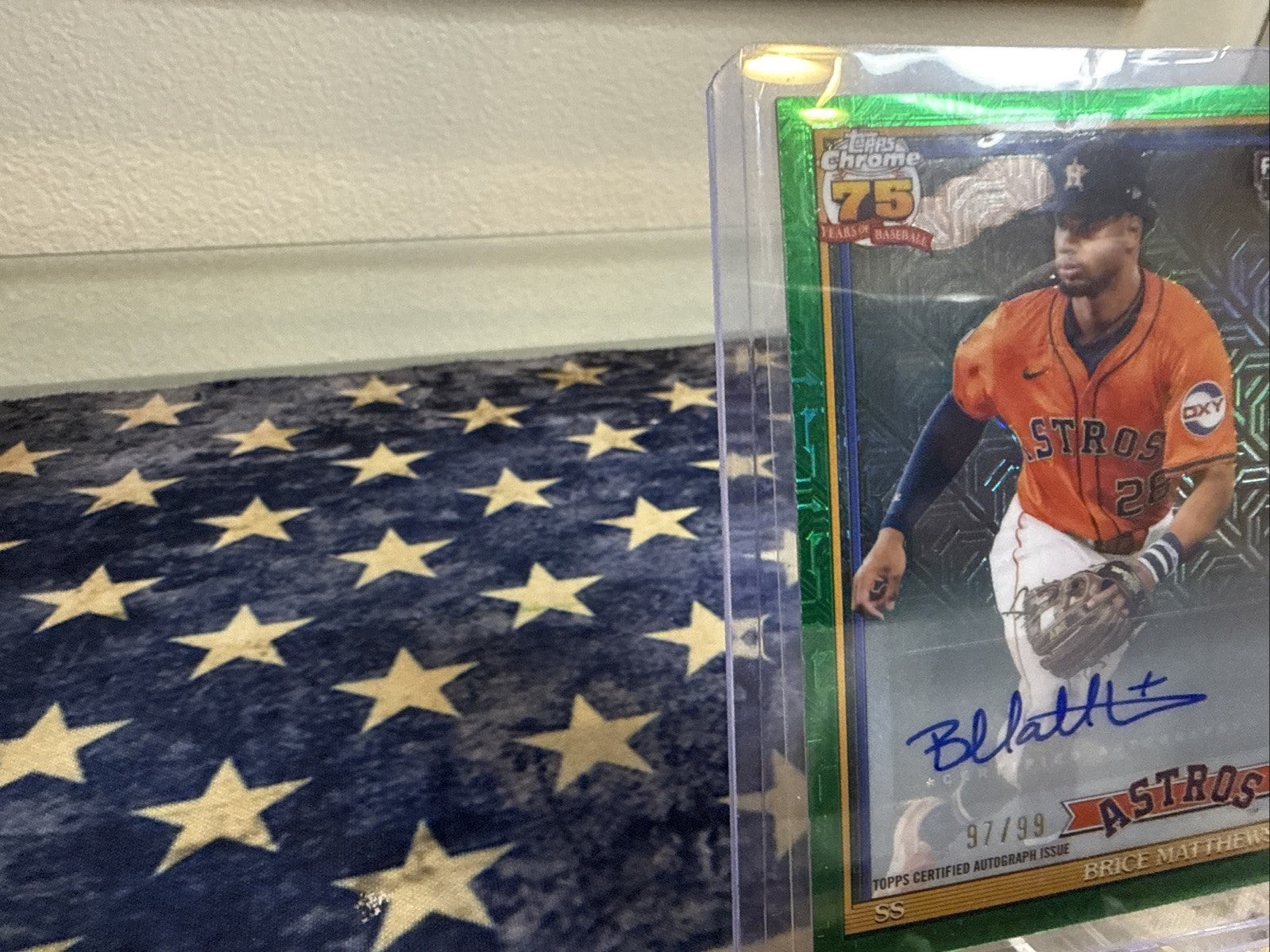 2026 Topps Series 1 Brice Matthews #91C-70 RC Green Mojo Chrome Auto /99 Rookie