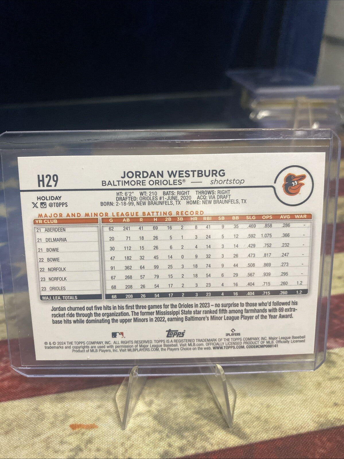 2024 Topps Holiday - Silver Glitter #H29 Jordan Westburg (RC)
