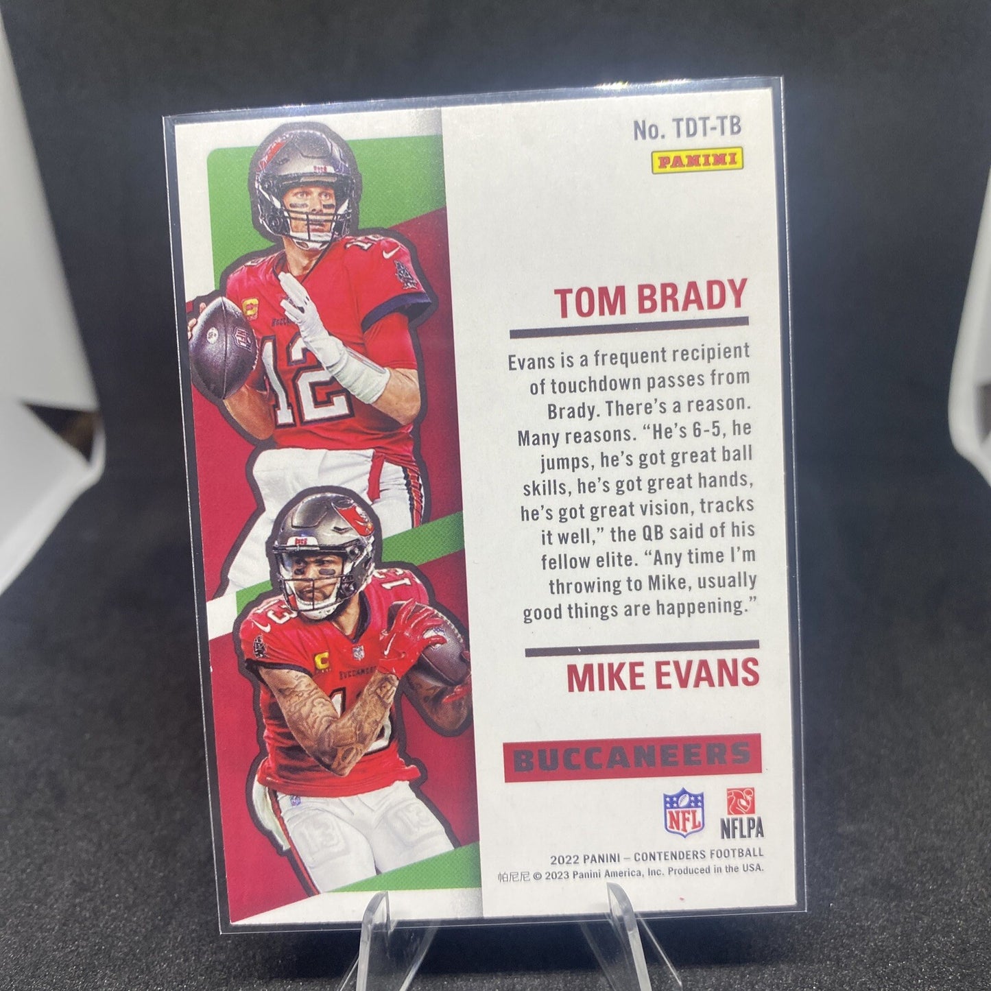 2022 Panini Contenders Tom Brady & Mike Evans Touchdown Tandems Green foil SP