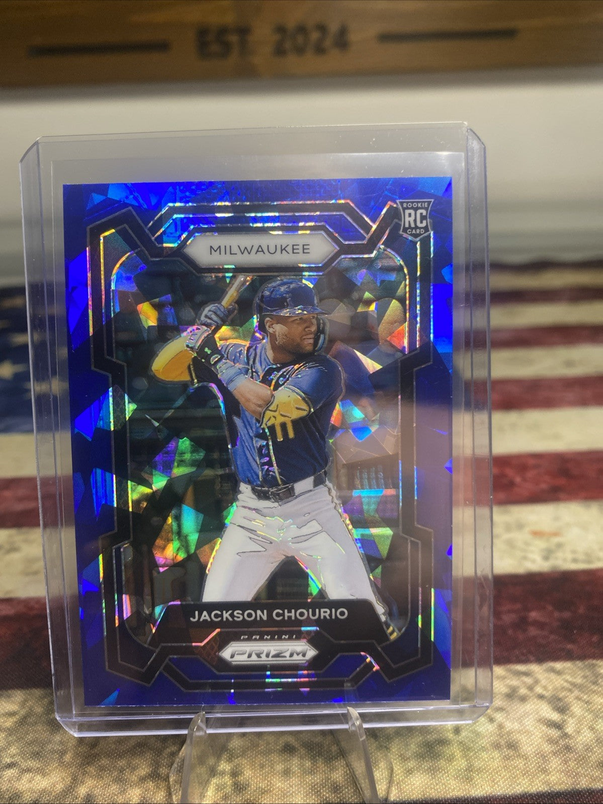 2024 Panini Prizm - Blue Ice Prizm #277 Rookie Jackson Chourio (RC)