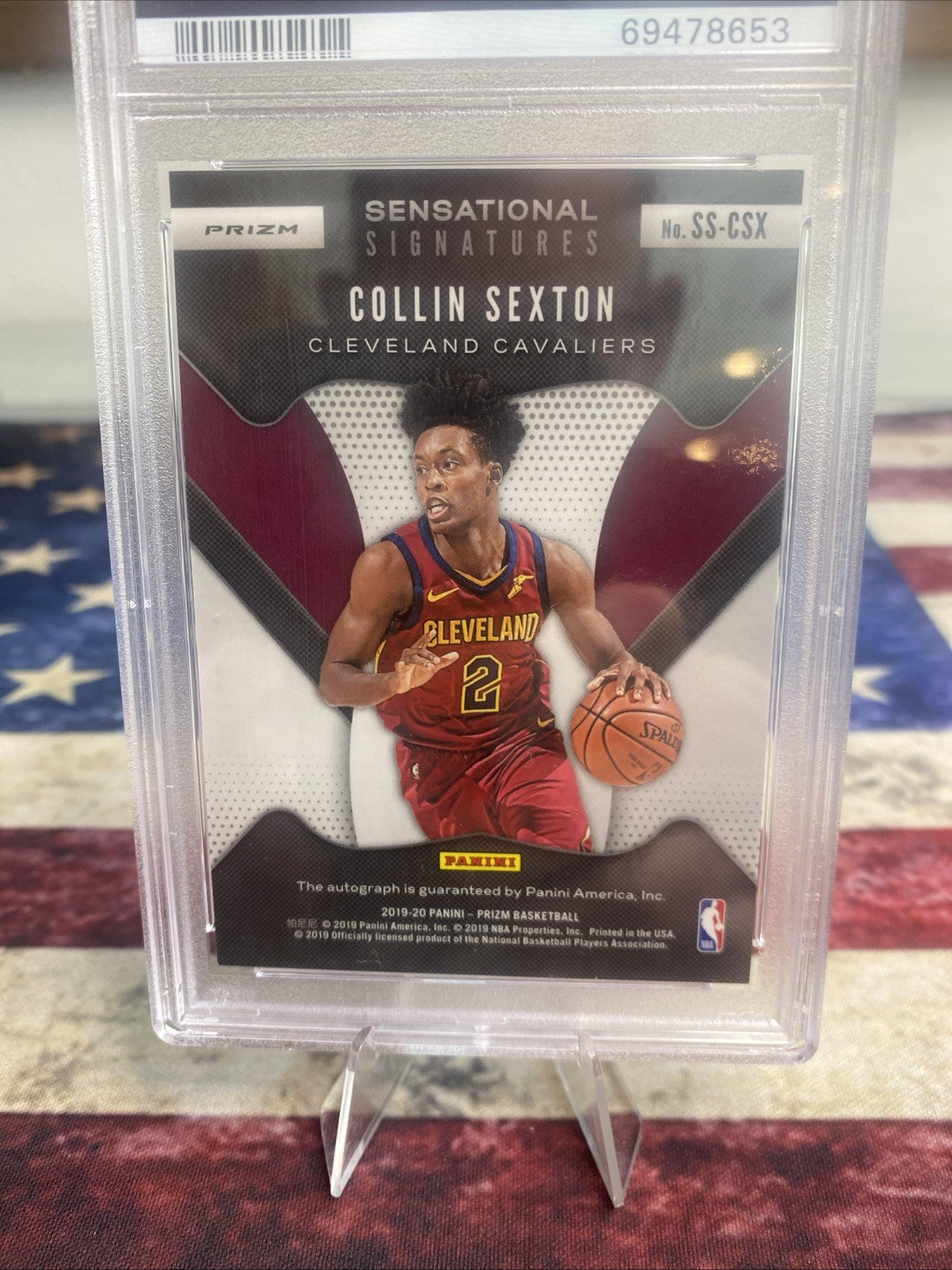 2019-20 Prizm Collin Sexton Sensational Signatures SSP Blue Shimmer Auto PSA 9