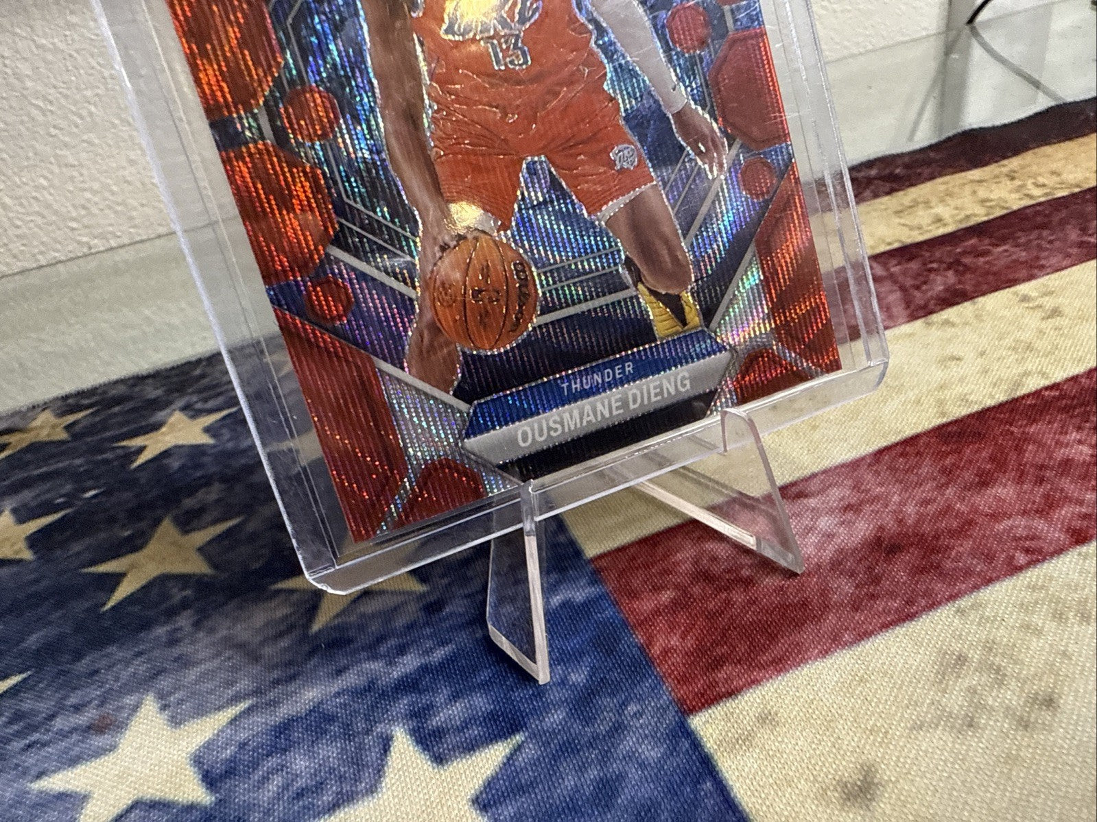 2022-23 Panini Mosaic - Rookies Ousmane Dieng #206 Red Wave Mosaic Prizm (RC)