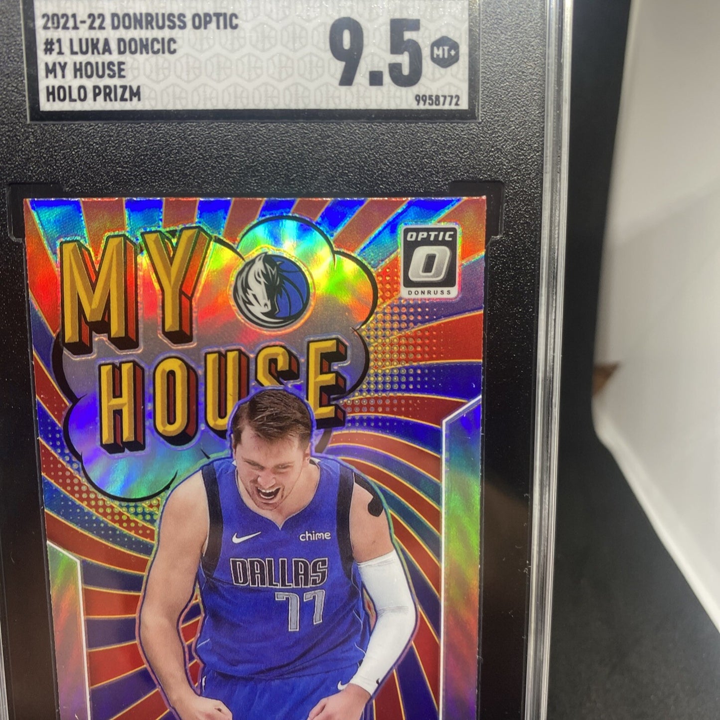 2021-22 Donruss Optic Holo Prizm My House #1 Luka Doncic Mavericks SGC 9.5 Mint