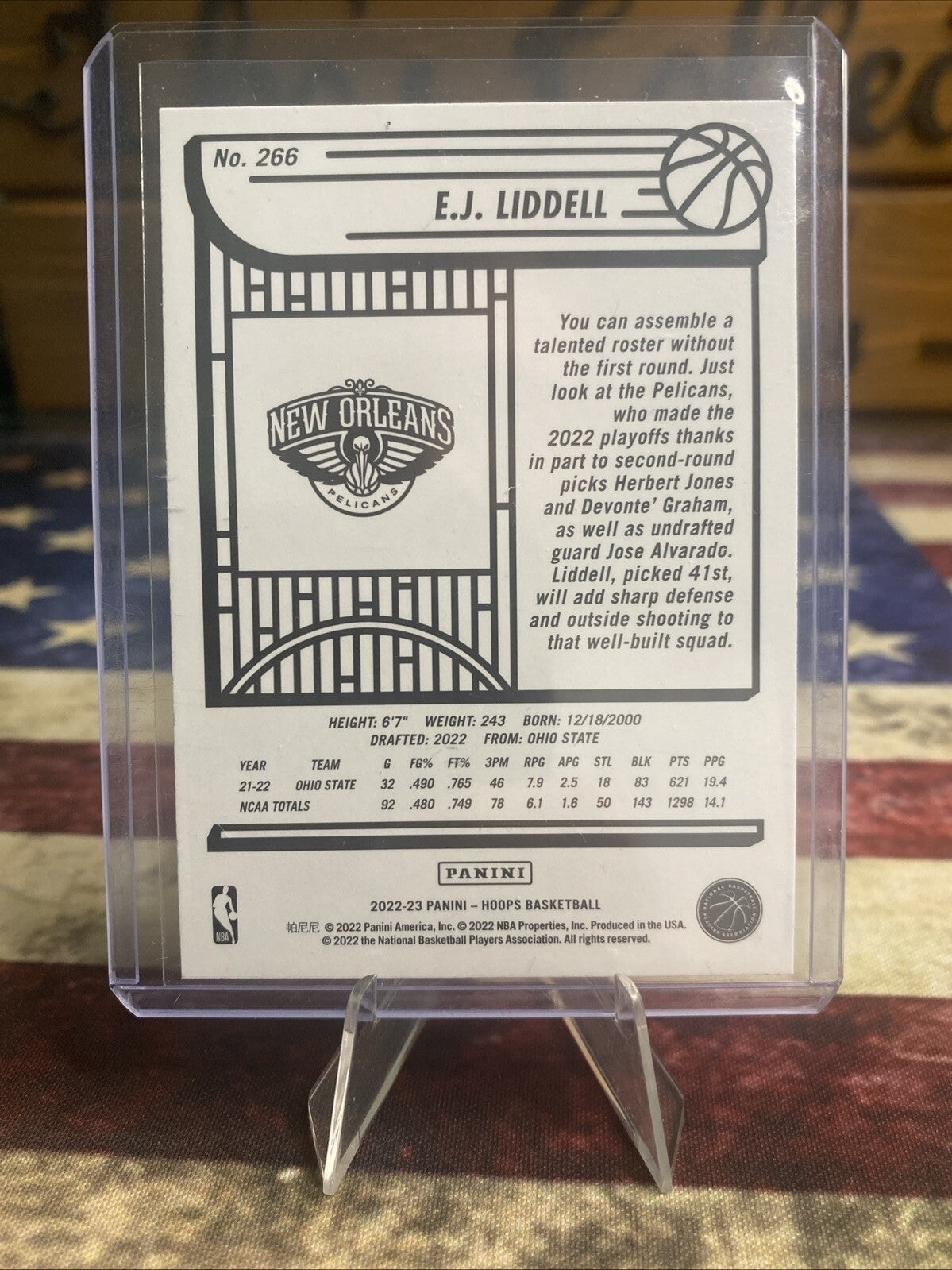 2022-23 NBA Hoops rookie #266 EJ Liddell Hyper Blue Parallel RC New Orleans