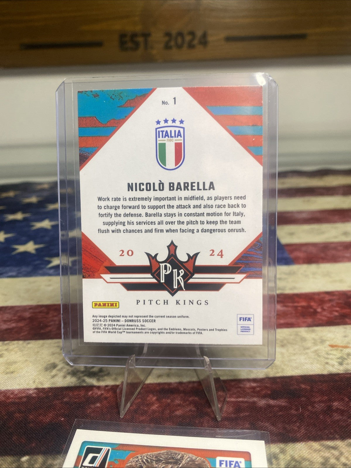 2024-25 Donruss Soccer Pitch Kings RED & Base #1 Nicolo Barella, Italy