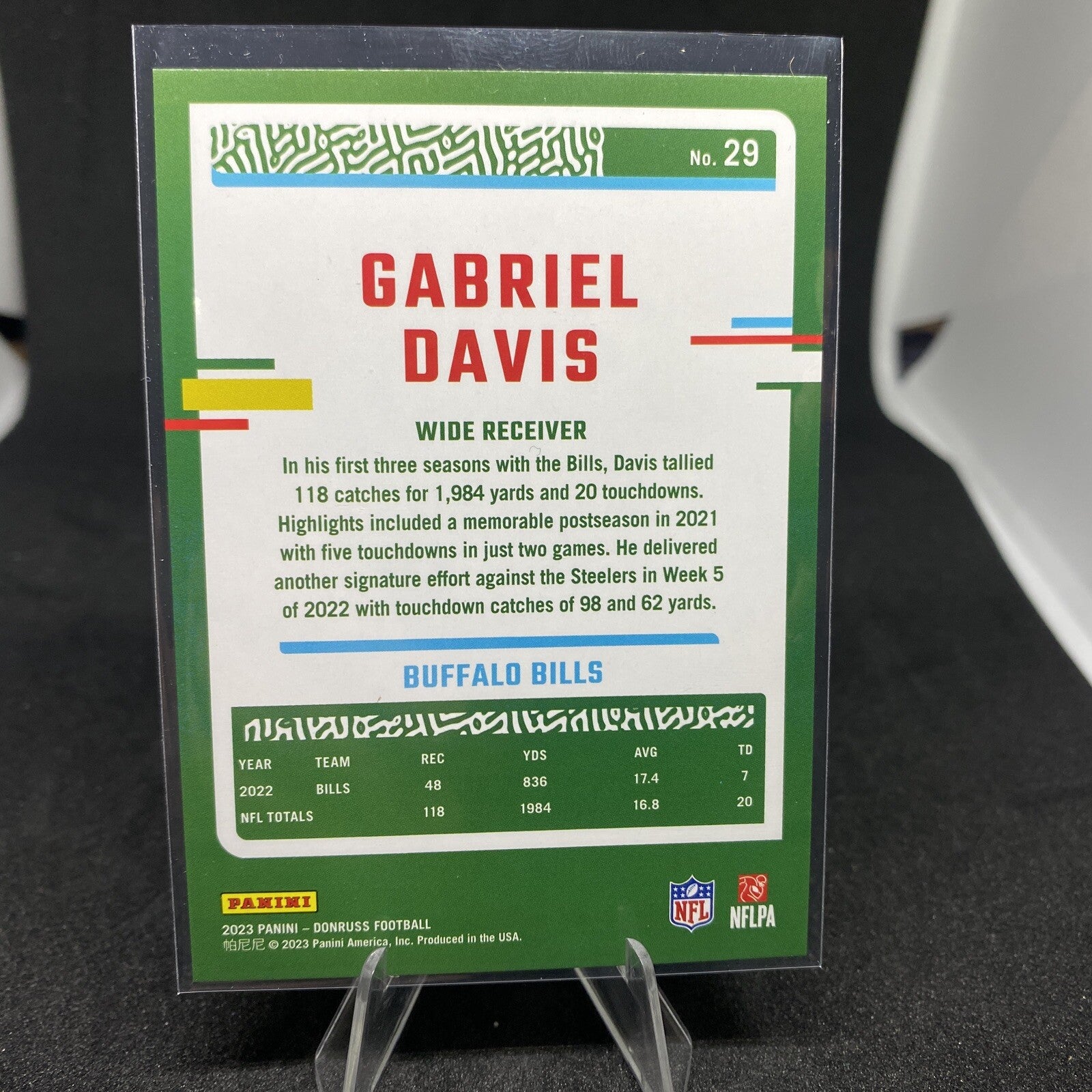 Rare 2023 Panini Donruss - GABRIEL DAVIS #29 - SILVER  9/100 - Buffalo Bills SP