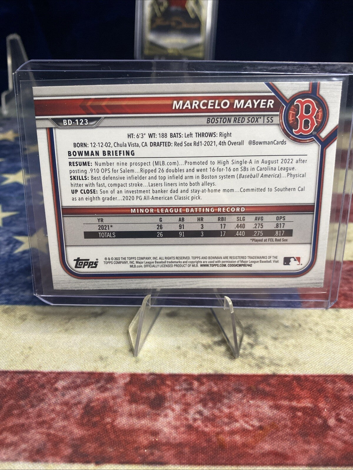 2022 Bowman Draft 1st Edition - Sky Blue Foil #BD-123 Marcelo Mayer (RC)