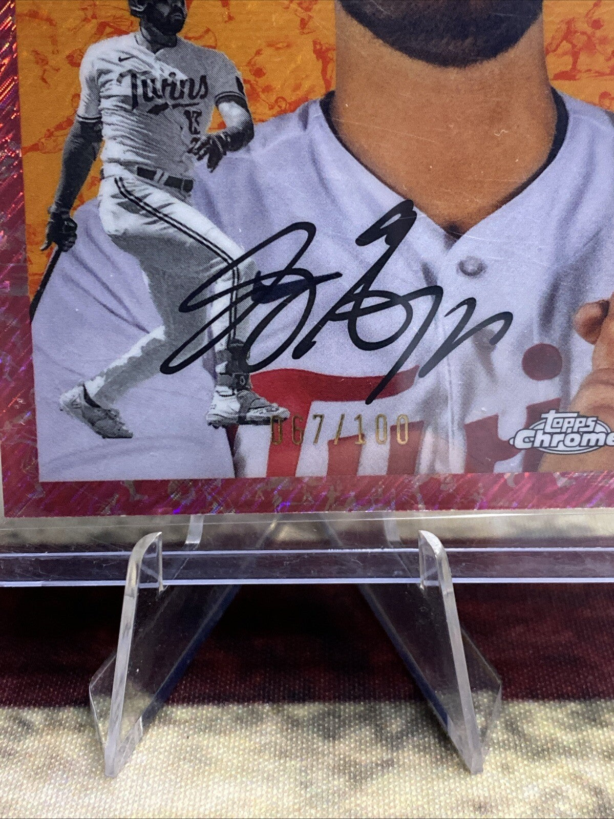 2023 Topps Chrome Platinum Joey Gallo Toile Cream/Fuchsia Lava Refractor #/100
