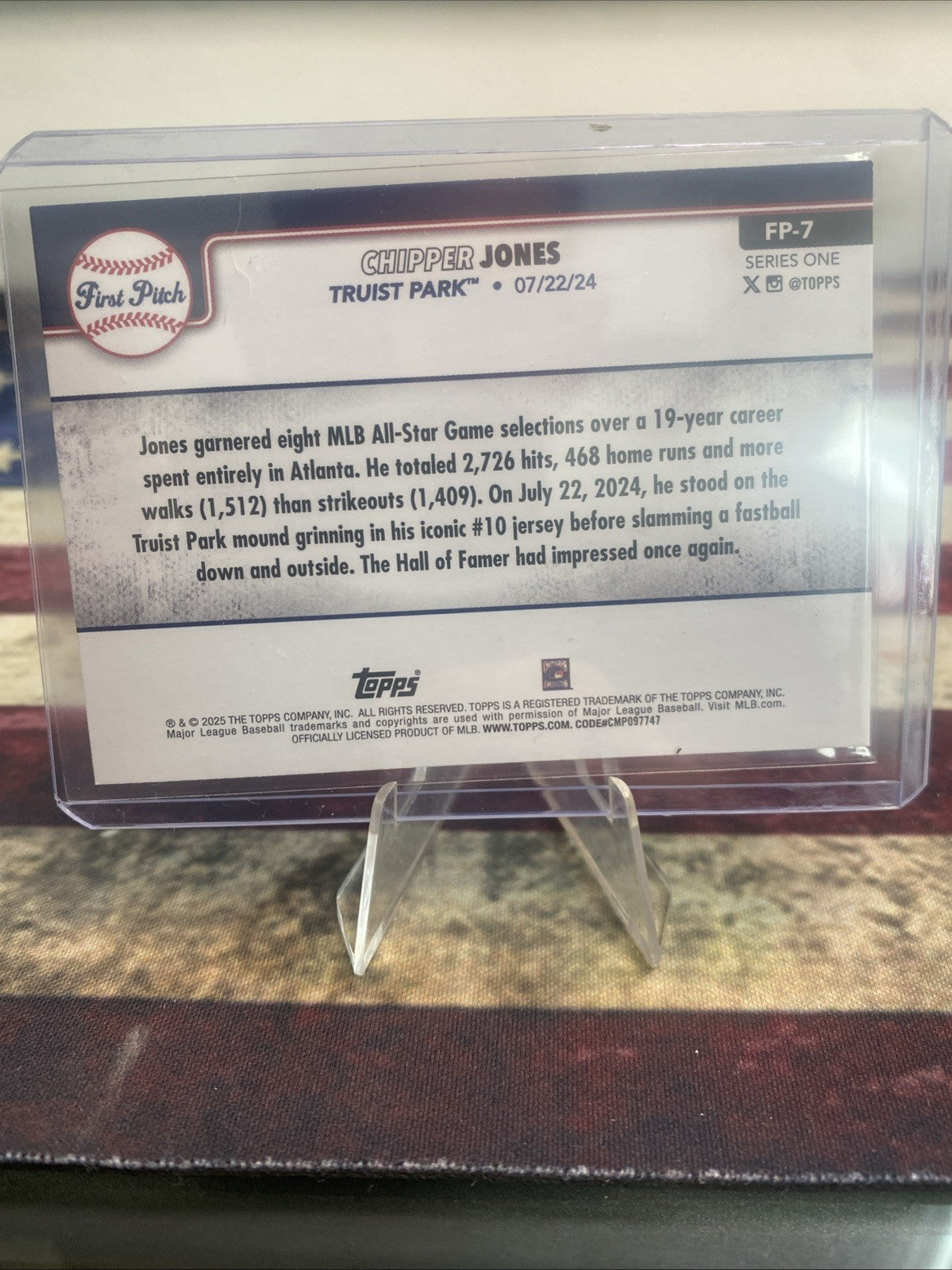 2025 Topps 2024 First Pitch #FP-7 Chipper Jones Atlanta Braves