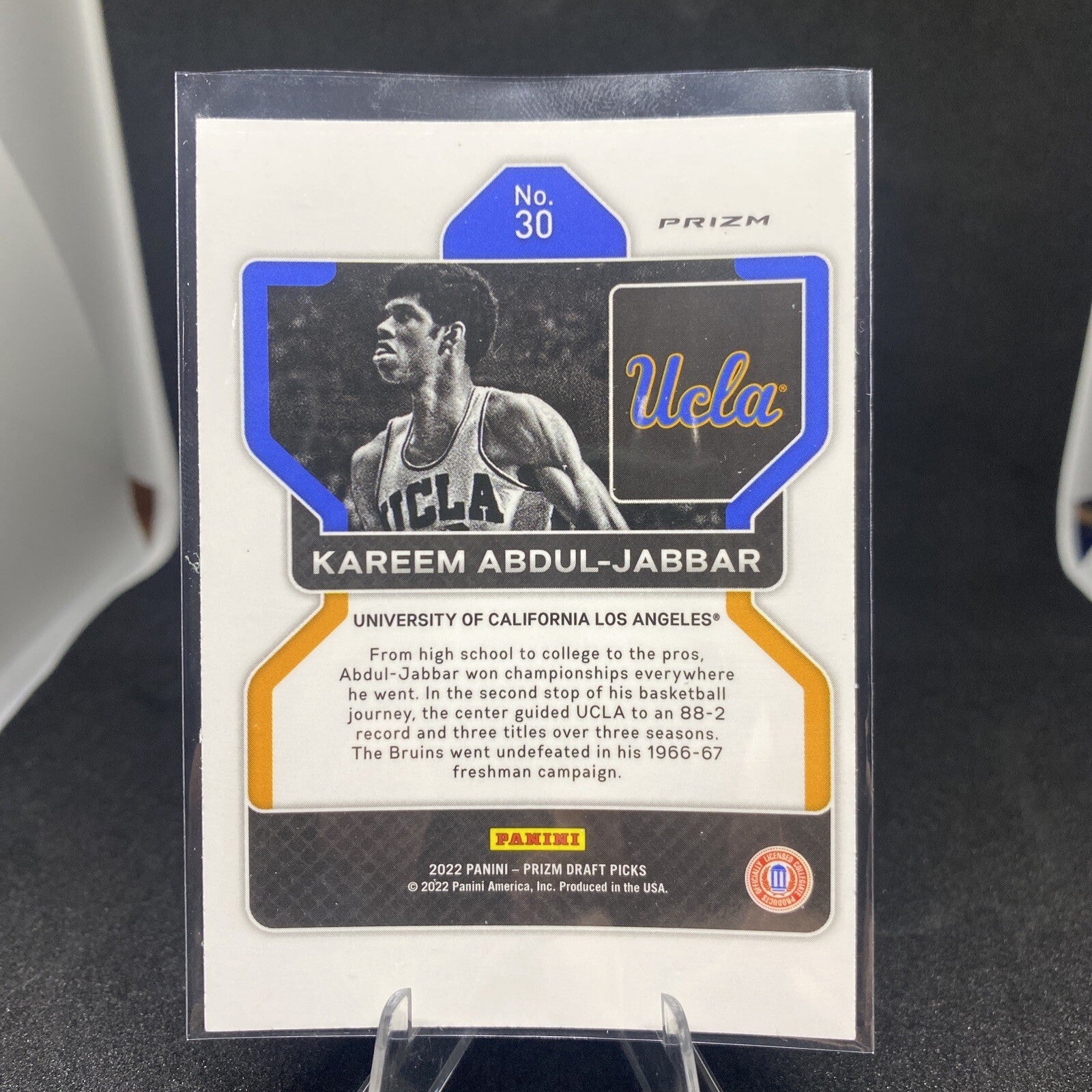 2022 Panini Prizm Draft Picks #30 Kareem Abdul-Jabbar Green Prizm Lakers