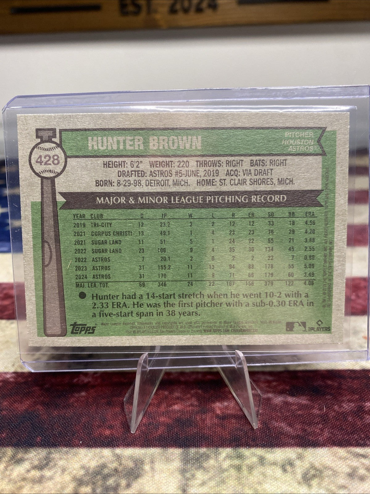 2025 Topps Heritage Green Border SP Hunter Brown 428 Houston Astros 1I