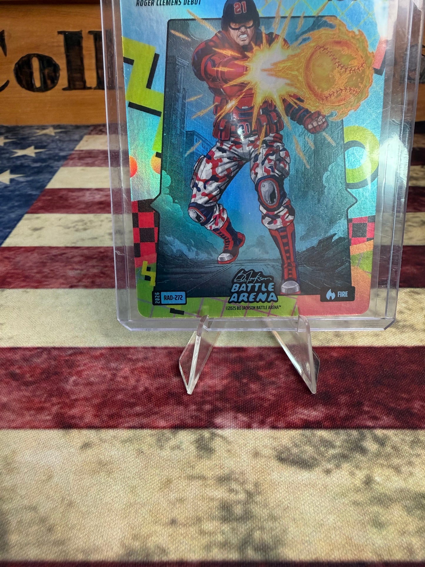 2026 Bo Jackson Battle Arena Roger Clemens "Rocket" #RAD-272 80's Rad Battlefoil Fire