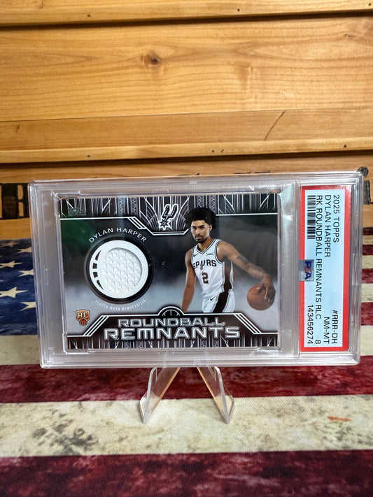 2024-25 Topps Chrome Dylan Harper ROOKIE ROUNDBALL REMNANTS Relic #RRR-DH PSA 8
