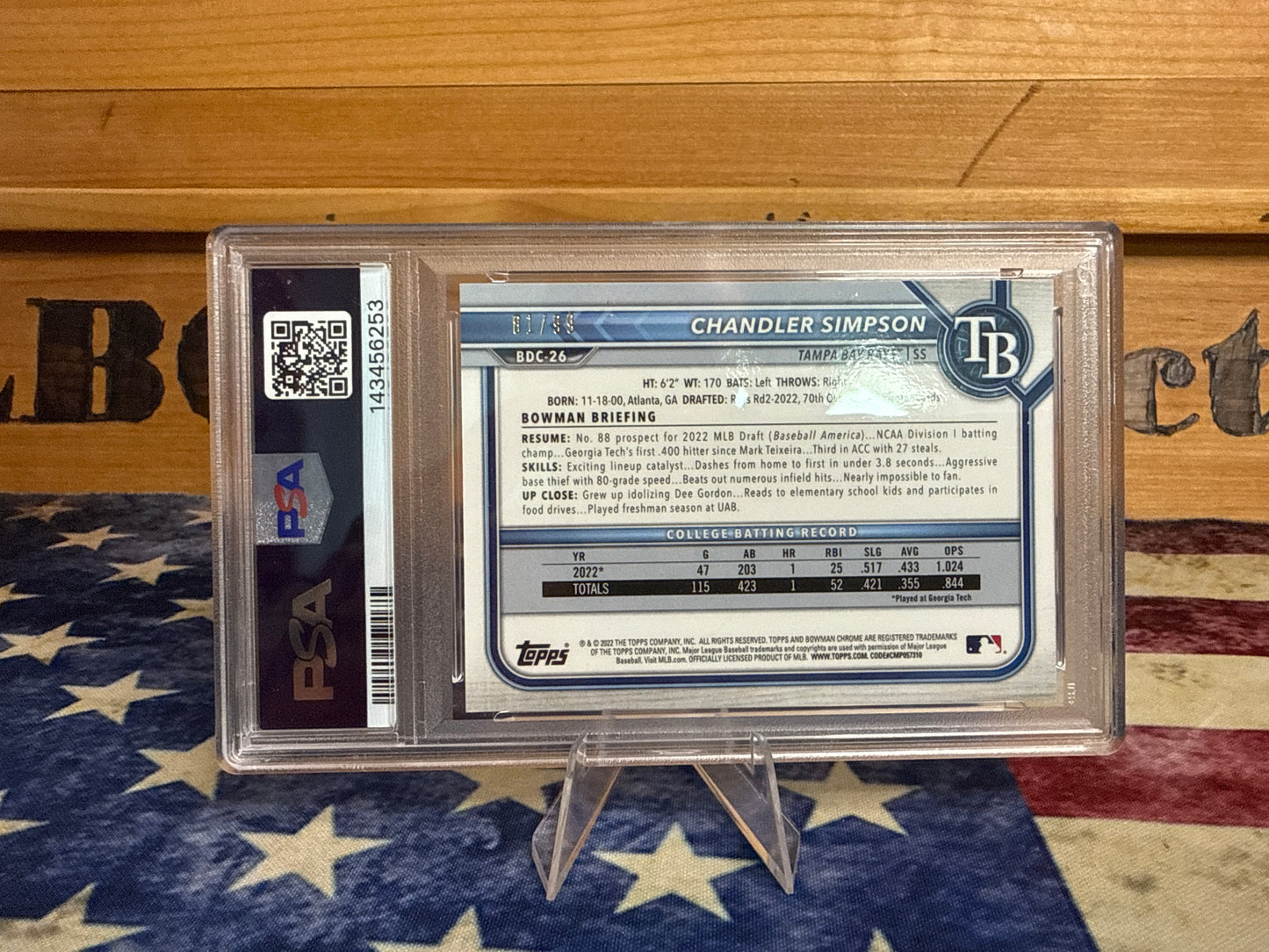2022 Bowman Draft CHANDLER SIMPSON 1st Chrome Green Refractor /99 #BDC-26 PSA 9