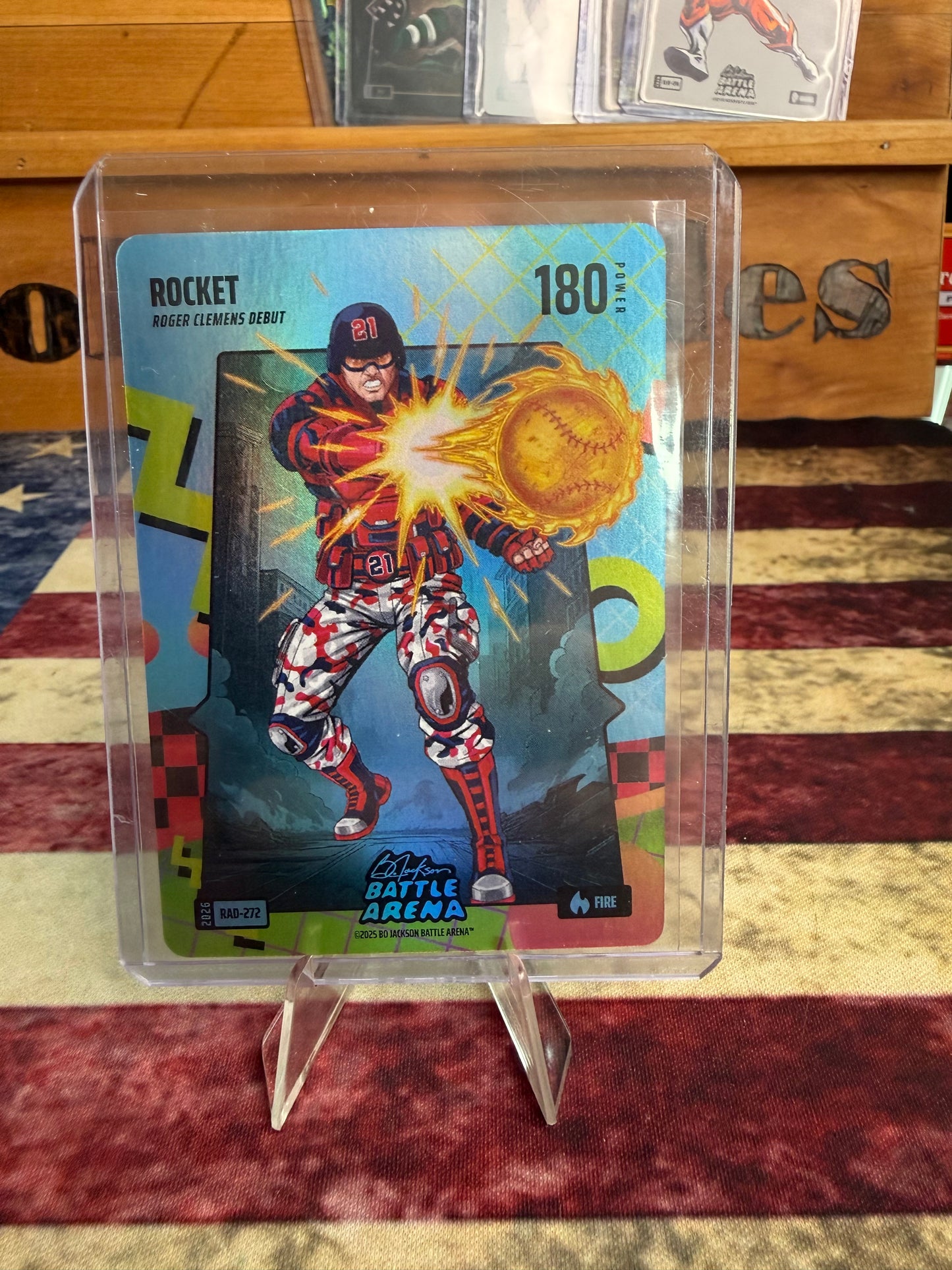 2026 Bo Jackson Battle Arena Roger Clemens "Rocket" #RAD-272 80's Rad Battlefoil Fire