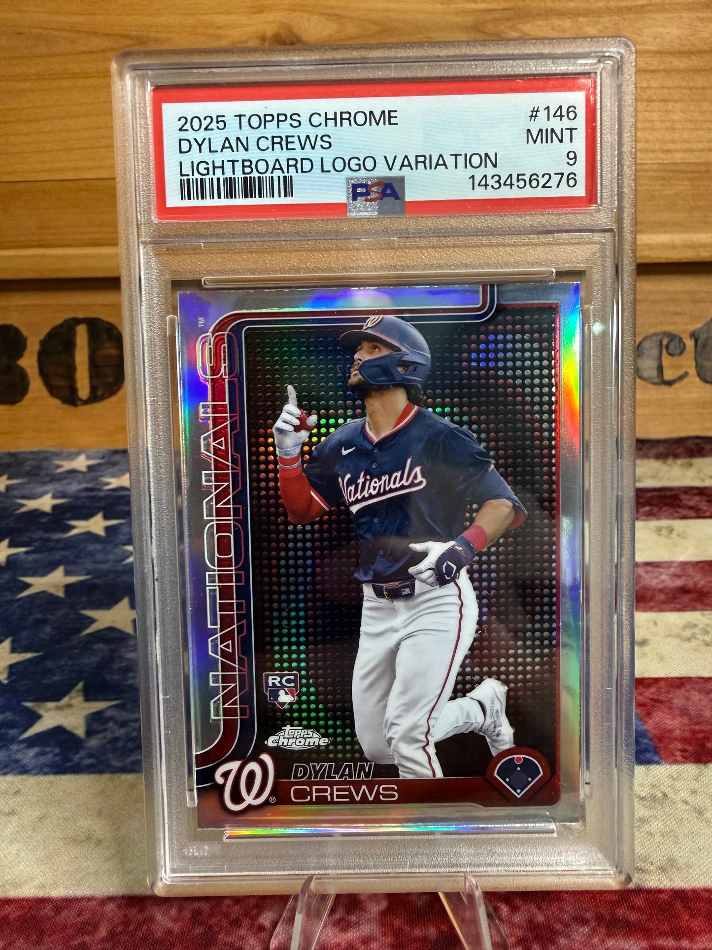 2025 Topps Chrome Dylan Crews LIGHTBOARD LOGO Variation RC #146 PSA 9 MINT