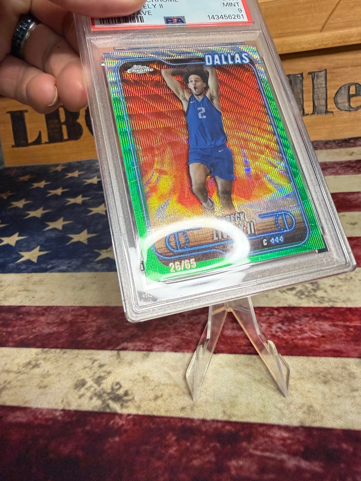 2024-25 Topps Chrome Dereck Lively II GREEN WAVE Refractor /65 #114 PSA 9 MINT