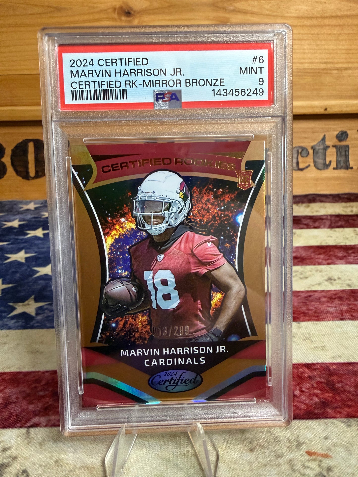 2024 Panini Certified Marvin Harrison Jr. MIRROR BRONZE RC /299 #6 PSA 9 MINT